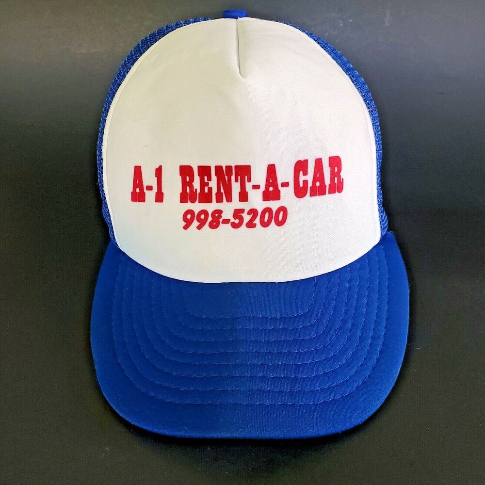 80's Foam Front Mesh Snapback Trucker Baseball Cap A1 Rent A Car Advert Hat OTTO